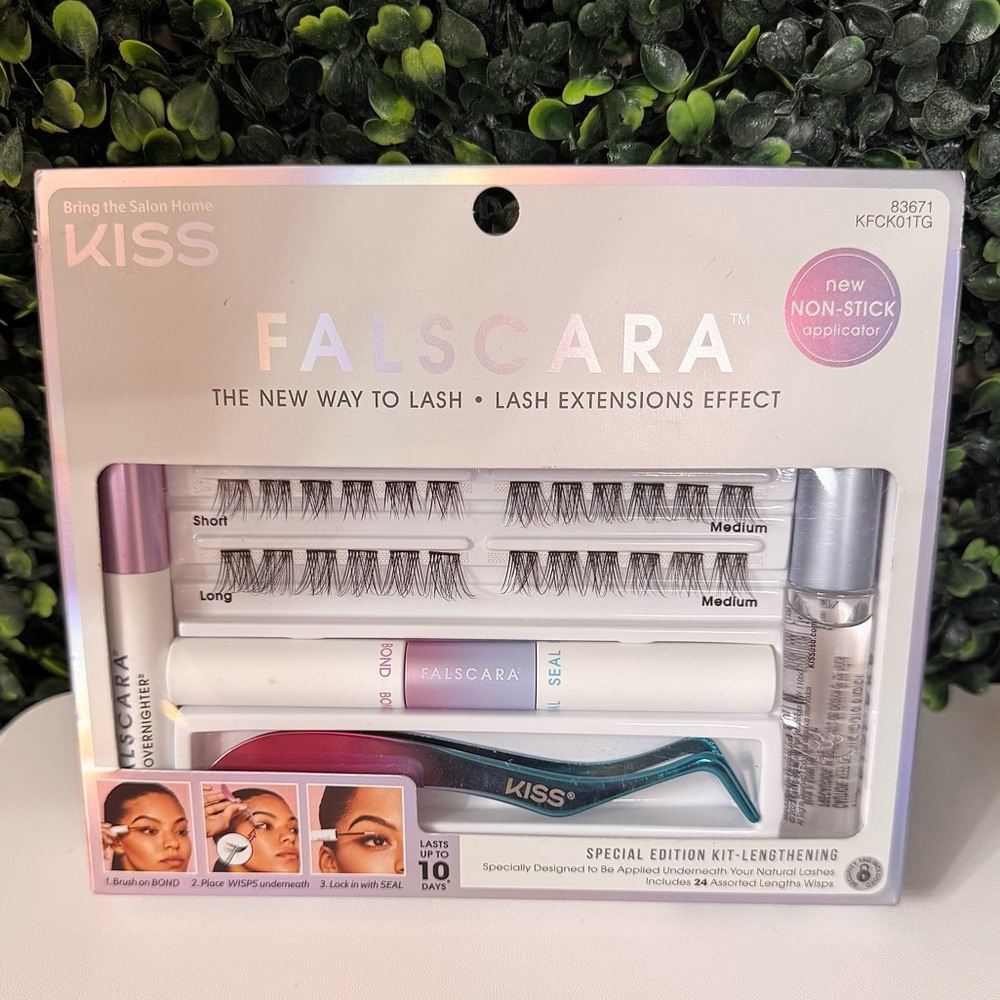KISS FALSCARA Special Edition Lash Extension Kit, Black, 24 Lash Clusters (New)